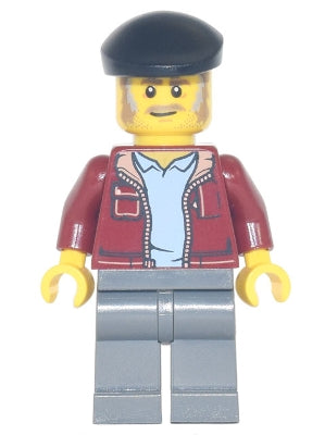 Preowned LEGO® Minifigure – Town twn424 Man Dark Red Jacket w/Bright Light Blue Shirt Dark
