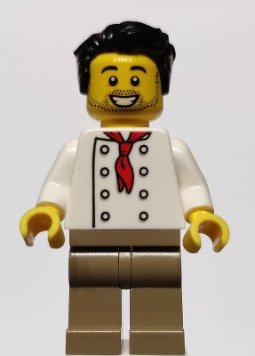 Preowned LEGO® Minifigure – Town twn431 Chef White Torso w/8 Buttons No Wrinkles Front or B