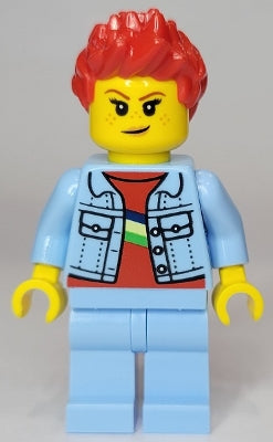 Preowned LEGO® Minifigure – Town twn440 Woman Bright Light Blue Denim Jacket Bright Light B