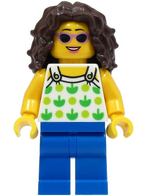 Preowned LEGO® Minifigure – Town twn462 Beach Tourist Female White Halter Top w/Green Apple
