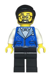 Preowned LEGO® Minifigure – Town twn472 Hotel Receptionist Male Blue Vest w/Metallic Light