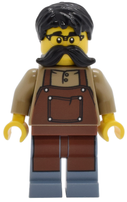 Preowned LEGO® Minifigure – twn515 Tudor House Clockmaker - Dark Tan Shirt with Reddish Brown Apron