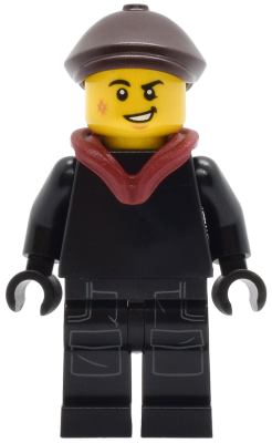 Preowned LEGO® Minifigure – twn517 Tudor House Chimney Sweep - Black Torso and Legs with Dark Bluish Gray Pockets