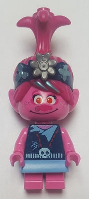Preowned LEGO® Minifigure – Trolls World Tour twt019 Poppy w/Dark Blue Jacket and Flat Silv