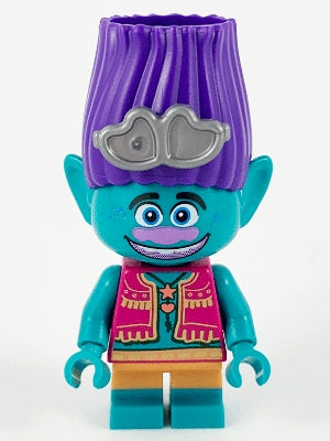 Preowned LEGO® Minifigure – Trolls World Tour twt023 Branch w/Magenta Vest Flat Silver Sung