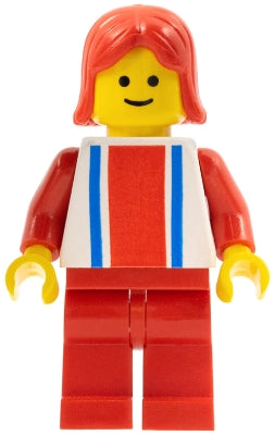 LEGO® Minifigure Town ver006 Vertical Lines Red & Blue Red Arms Red Legs Red Fem