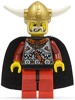 Preowned LEGO® Minifigure – Vikings vik005 Viking Warrior 5a Viking King Black Cape