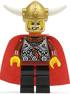 Preowned LEGO® Minifigure – Vikings vik011 Viking Warrior 5b Viking King Red Cape