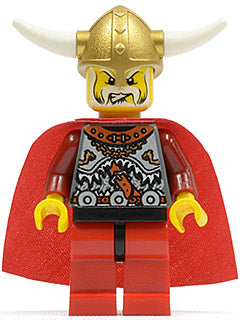 Preowned LEGO® Minifigure – Vikings vik026 Viking Red Chess King Horns Glued to Helmet