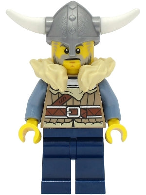 Preowned LEGO® Minifigure – Vikings vik040 Viking Warrior Male Dark Tan Jacket w/Tan Fur Da