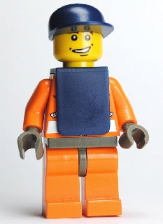 Preowned LEGO® Minifigure – Town wc012 Coast Guard World City Orange Jacket w/Zipper Dark B