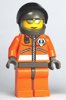 Preowned LEGO® Minifigure – Town wc013 Coast Guard World City Orange Jacket w/Zipper Silver