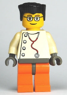 LEGO® Minifigure Town wc015 Doctor Stethoscope w/4 Side Buttons Orange Legs Blac