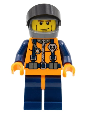 Preowned LEGO® Minifigure – Town wc017 Coast Guard World City Orange Torso w/Straps Dark Bl