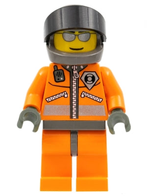 Preowned LEGO® Minifigure – Town wc019 Coast Guard World City Orange Jacket w/Zipper Silver