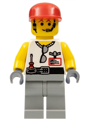 Preowned LEGO® Minifigure – Studios wc4060 Grip w/Light Gray Legs Red Cap