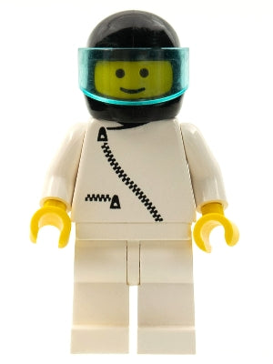 Preowned LEGO® Minifigure – Town zip007 Jacket w/Zipper White White Legs Black Helmet Trans
