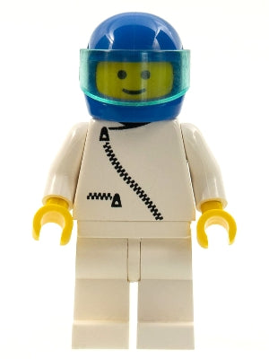 Preowned LEGO® Minifigure – Town zip008 Jacket w/Zipper White White Legs Blue Helmet Trans-
