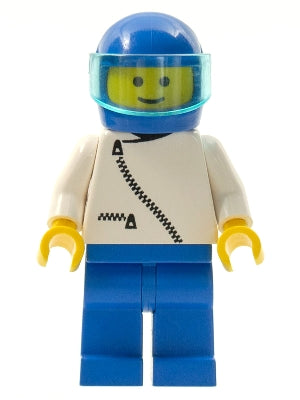 LEGO® Minifigure Town zip011 Jacket w/Zipper White Blue Legs Blue Helmet Trans-L