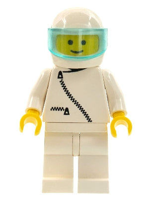 Preowned LEGO® Minifigure – Town zip016 Jacket w/Zipper White White Legs White Helmet Trans