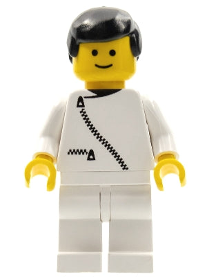 Preowned LEGO® Minifigure – Town zip018 Jacket w/Zipper White White Legs Black Male Hair