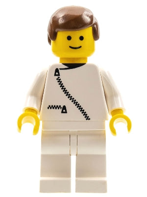 Preowned LEGO® Minifigure – Town zip019 Jacket w/Zipper White White Legs Brown Male Hair