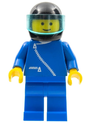 Preowned LEGO® Minifigure – Town zip024 Jacket w/Zipper Blue Blue Legs Black Helmet Trans-L