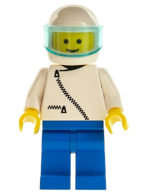 Preowned LEGO® Minifigure – Town zip027 Jacket w/Zipper White Blue Legs White Helmet Trans-