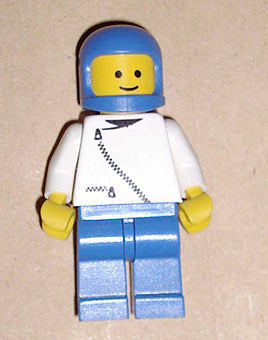 Preowned LEGO® Minifigure – Town zip042 Jacket w/Zipper White Blue Legs Blue Classic Helmet
