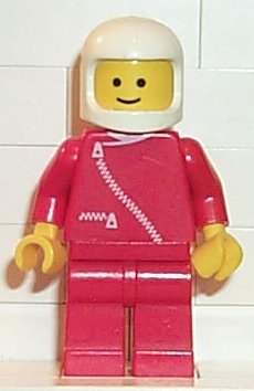 Preowned LEGO® Minifigure – Town zip045 Jacket w/Zipper Red Red Legs White Classic Helmet