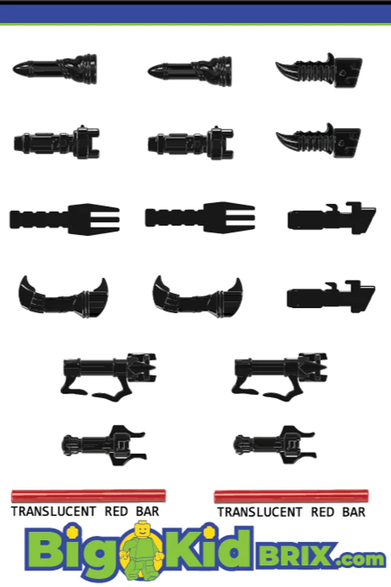 Big Kid Brix Custom LEGO® Minifigure Accessories – Dual Villain Hilt Pack -Black
