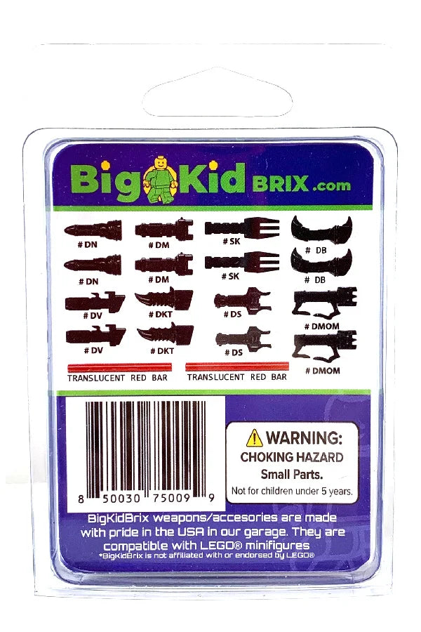 Big Kid Brix Custom LEGO® Minifigure Accessories – Dual Villain Hilt Pack -Black
