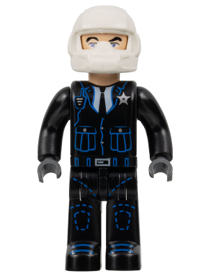 Preowned LEGO® Minifigure – 4 Juniors 4j007 Police Black Legs Black Jacket White Helmet