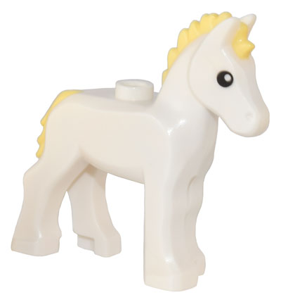 LEGO® Minifigure Animals – 82445pb02 Horse, Foal with Stud on Back with Molded Bright Light Yellow Mane
