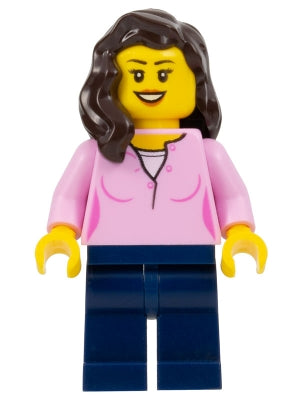 Preowned LEGO® Minifigure – BrickLink Designer Program adp035 Female Bright Pink Top Dark B