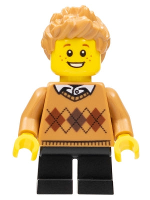 Preowned LEGO® Minifigure – BrickLink Designer Program adp048 Boy Medium Nougat Argyle Swea