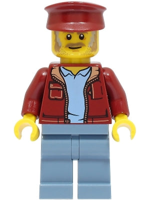 Preowned LEGO® Minifigure – BrickLink Designer Program adp052 Fishing Boat Captain Dark Red