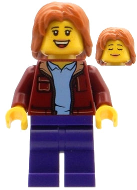 Preowned LEGO® Minifigure – BrickLink Designer Program adp078 Visitor Female Dark Red Jacke