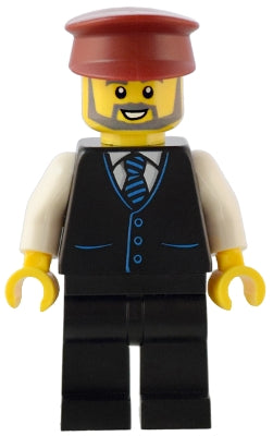 Preowned LEGO® Minifigure – BrickLink Designer Program adp090 Station Master Black Vest w/B