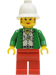 Preowned LEGO® Minifigure – Adventurers adv016 Miss Gail Storm (Jungle) w/Pith Helmet
