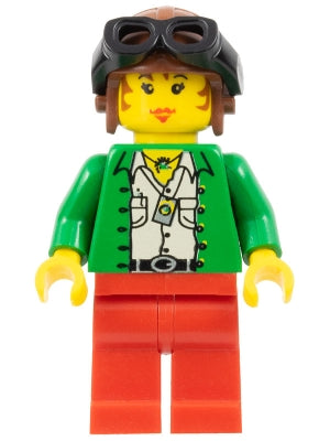 Preowned LEGO® Minifigure – Adventurers adv018 Miss Gail Storm w/Aviator Cap and Goggles