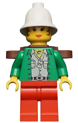 Preowned LEGO® Minifigure – Adventurers adv044 Miss Gail Storm (Jungle) w/Pith Helmet