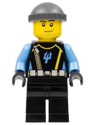 Preowned LEGO® Minifigure – Aquazone aqu024 Aquaraider Diver 5 Dark Bluish Gray Knit Cap