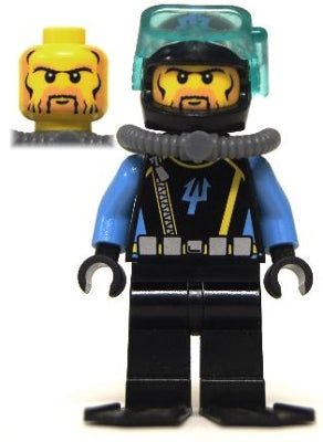 Preowned LEGO® Minifigure – Aquazone aqu025 Aquaraider Diver 6 w/Black Flippers