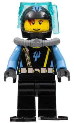 Preowned LEGO® Minifigure – Aquazone aqu026 Aquaraider Diver 9 w/Black Flippers