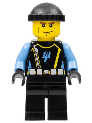 Preowned LEGO® Minifigure – Aquazone aqu027 Aquaraider Diver 4 Black Knit Cap