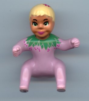 Preowned LEGO® Minifigure – Belville belvbaby06 Belville Baby in Pink Clothes w/Leafy Colla