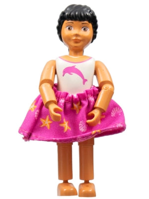 Preowned LEGO® Minifigure – Belville belvfemale46a Belville Female White Swimsuit w/Dark Pi