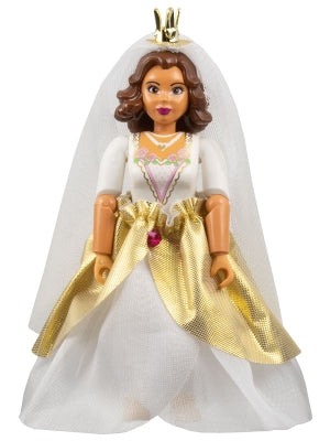 Preowned LEGO® Minifigure – Belville belvfemale64a Belville Female White Top w/Gold Lace Tr