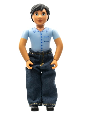 Preowned LEGO® Minifigure – Belville belvmale04a Belville Male Blue Shorts Blue Shirt w/But